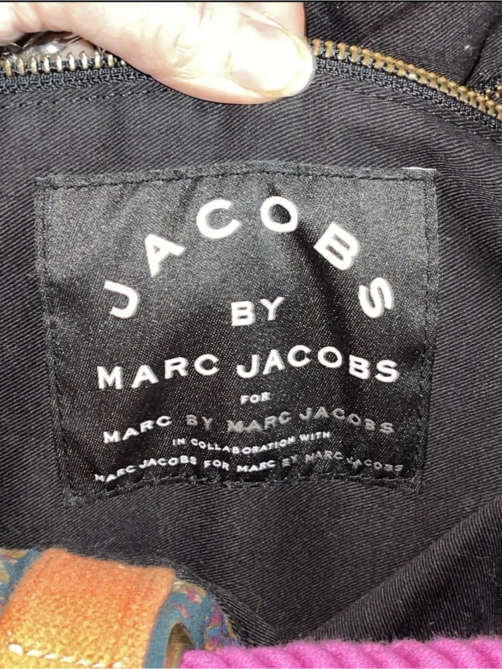 Marc Jacobs XL Boho Paisley Tote Bag with Purple Rope & Orange Handles EUC - Picture 3 of 15